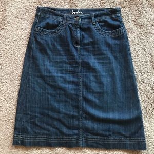 Knee length denim skirt